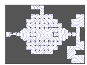 (Left) The solution of single source any angle path planning problem using the CWave algorithm. (Right) Performance of CWave in comparison to existing path planning algorithms.