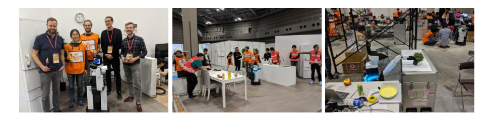 Left: Team ORIon at the World Robot Summit (WRS) 2018 in Tokyo, Japan. Middle: Setup for the 