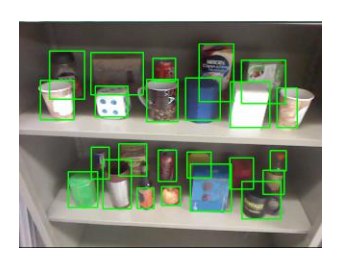 (a) Objects can be segmented even with occlusions. (b) Point clouds corresponding to each segmented object.