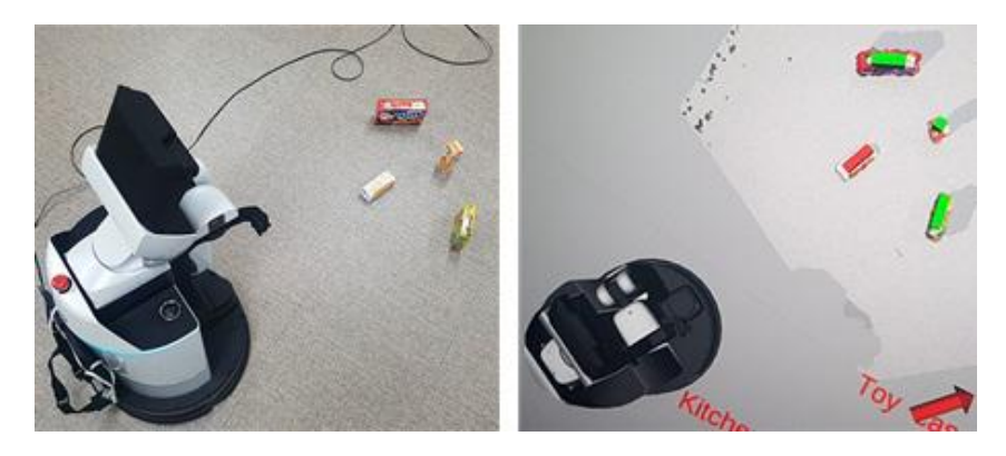 Fig. 4. HSR getting the grasp pose of the objects on the ground