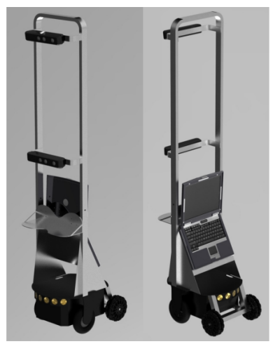 (Left) Our previous prototype at the Iran Open 2011 competitions, a combination of a Nao and a Pioneer robot. (Middle) Our current prototype design with additional omni wheels for higher load capacity. (Right) Our current prototype as used in the Dutch Open 2012 competitions.