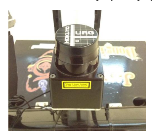 Fig. 8. A 2D laser range finder at the robot base for localization and mapping