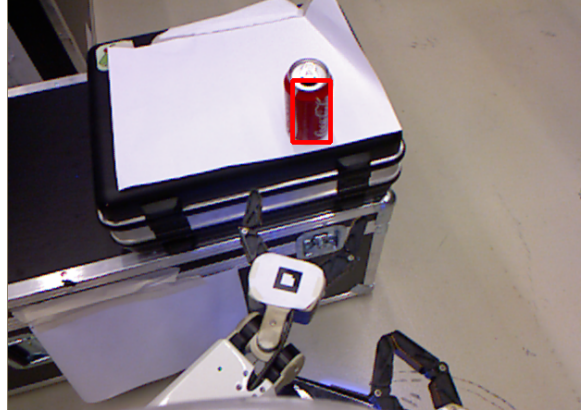 Fig. 5. Camera view with the gripper with ar-marker as well as object to grasp in sight.