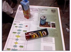 Fig. 4: Object recognition and location using depth sensors (b) Objects are segmentated by depth to reduce compute time and enhance accuracy