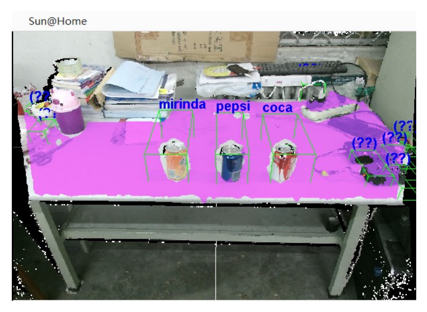 The extracted table surface and graspable object