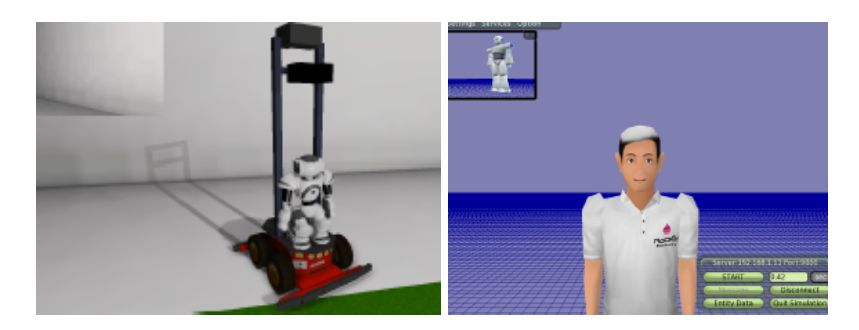 An @Home robot in the UsarSim [10] and an @Home scenario in the SigVerse [11] simulation environment [8, 9].