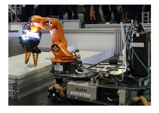 Fig. 1. KUKA youBot platform of the team AutonOHM.