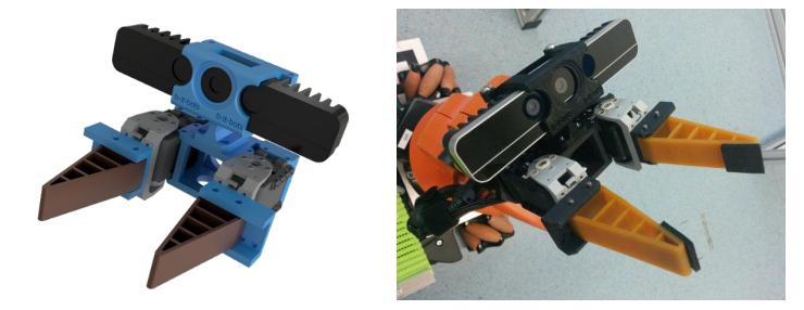 Custom designed gripper for grasping a wider range of objects.