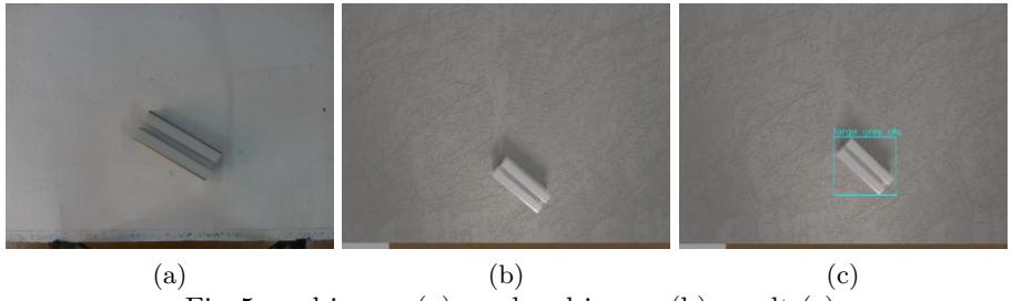 Fig. 5: real image (a) rendered image (b) result (c)
