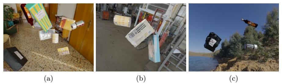 Fig. 7: non-deformed (a) lightly deformed (b) and strongly deformed objects (c)