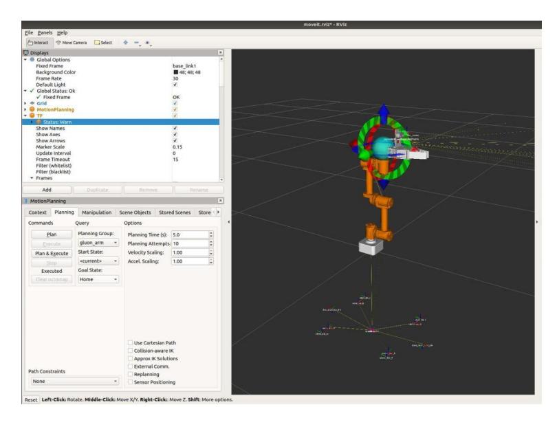 Fig. 8. MoveIt framework with GLUON Arm Manipulator