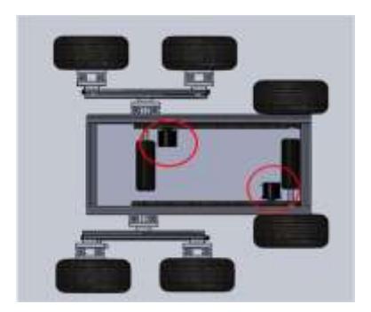 Fig. 8.5 Encoder sensor position located in the fixed wheels in rear robot part.