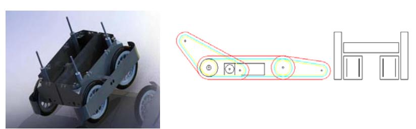 Fig. 4. 3D Model of NAJI-VI our new design was inspired from our acquired experience on previous versions of robots. It shows the NAJI_VII the new autonomous platform which has flexible suspension system.