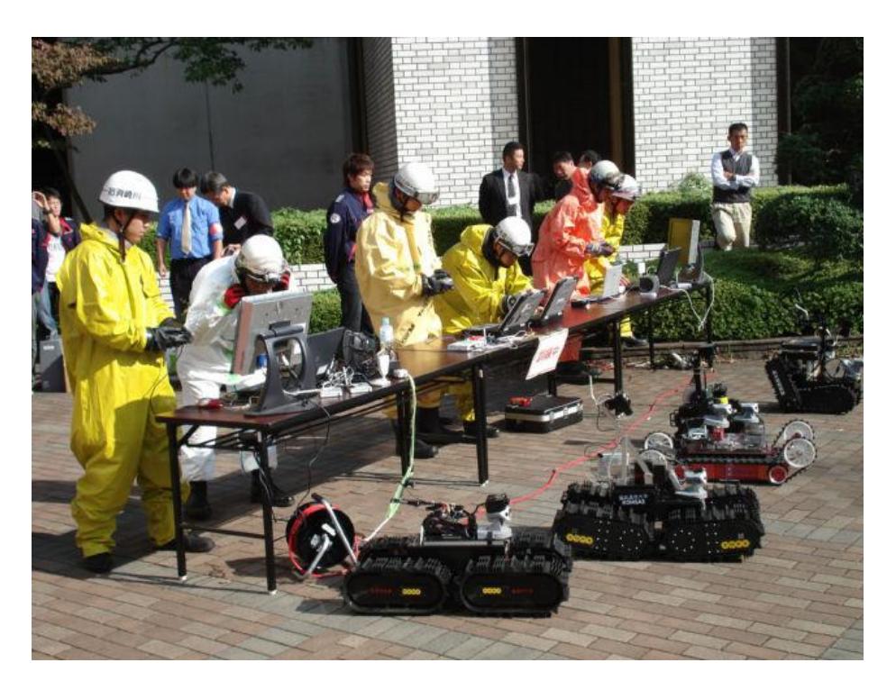 Fig. 17 Our robots used by Japanese fire fighters in our university