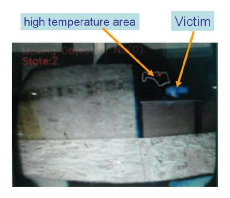 Fig. 12 The image displayed (overlay thermal camera image to normal CCD camera image)