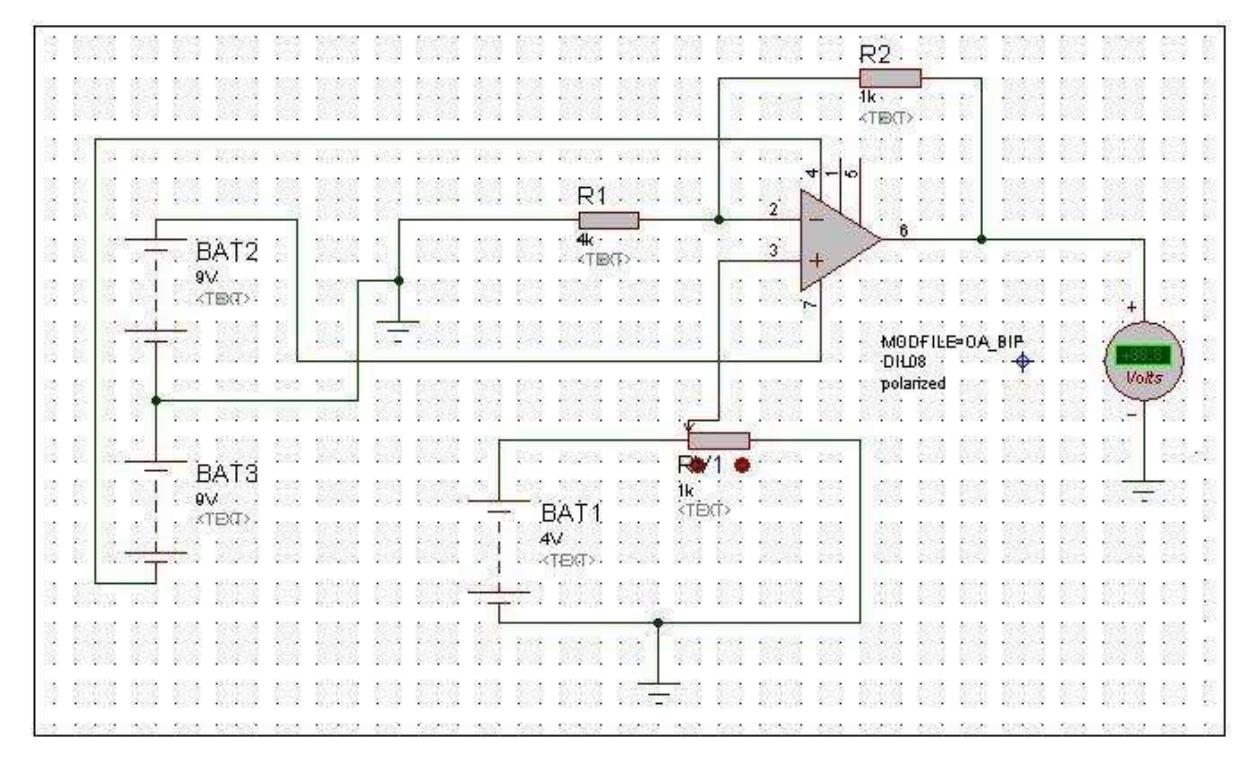 Fig 7.1: DAQ CO2 sensor circuit, this circuit is based in only non inverted amplifier to fit CO$^2$ sensor directly to A/D converter located inside of microcontroller.