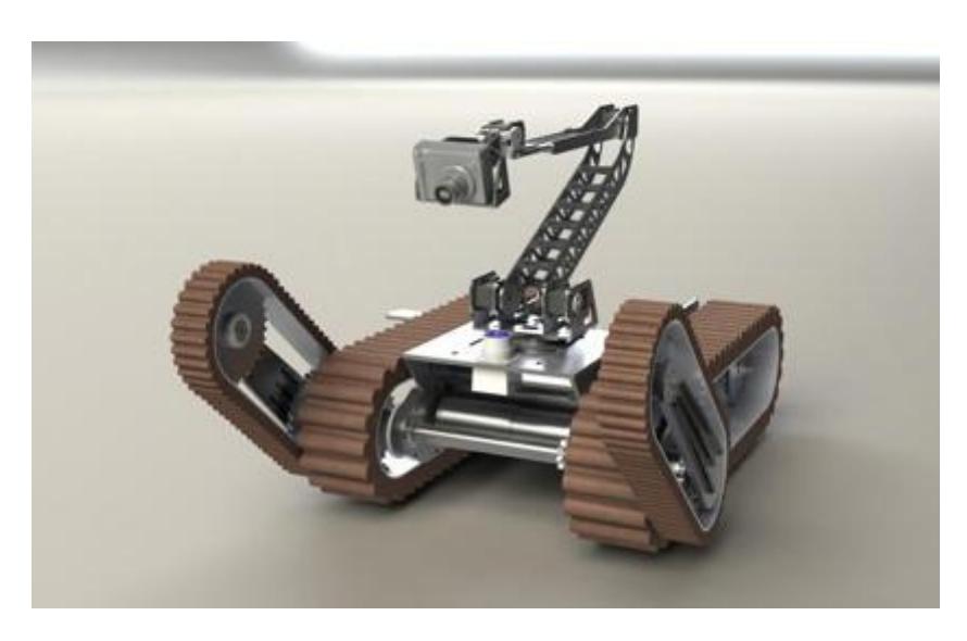 Fig. 4 (a) Tracked wheel rescue robot IXNAMIKI: final design