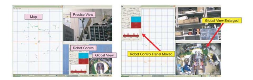 An Example Layout of Our Control Interface: Layout can be changed for the situation (Search or Control).