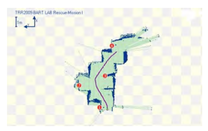 Closer-Look of the Generated Map, and the Robot's Path Generated by the 