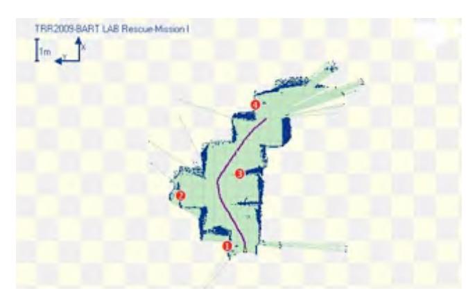 Fig. 6. Closer-Look of the Generated Map, and the Robot's Path Generated by the 