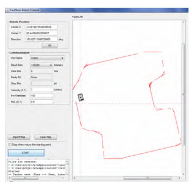 Sensor-based automatic map generation with FastSlam software.