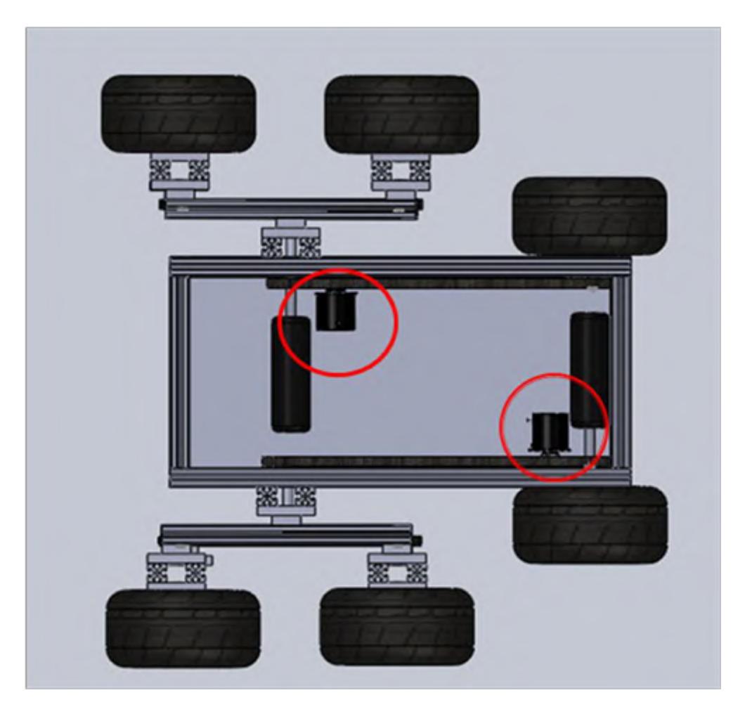 Fig. 8.6, Encoder sensor position located in the fixed wheels in rear robot part.