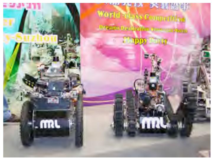 Fig. 2. right side NAJI-V (Autonomous Robot in) and NAJI-III in China 2008