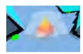 (a) Particles (in the center of the image). (b) Detailed view of the particles. (c) Weights of the particles. Fig. 3: Robot poses, represented by particles. The poses are visualized in real time in the user interface.