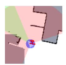 (a) Situation right before the loop closing. (b) The robot scans areas that it has visited before; first errors in the map are visible. (c) The HPF closes the loop by switching to a consistent map. Fig. 4: Successful loop closing using a Hyper Particle Filter (HPF) with 30 particles.