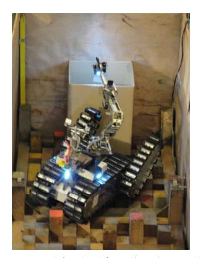 The robot Fs searching and identifying some victim.