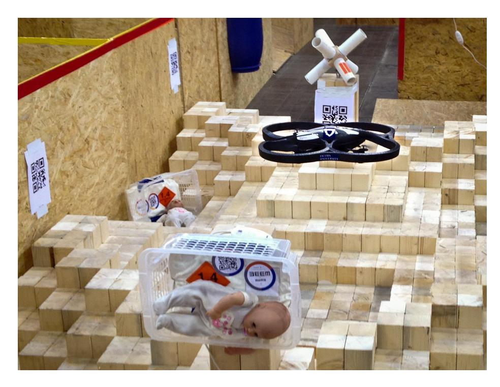 Fig. 2. Tele operated flight with the AR.Drone 1.0 at the RoboCup German Open 2012.