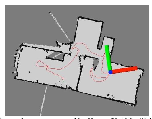Fig. 3. A map of several rooms generated by Hector SLAM utilizing LIDAR data.
