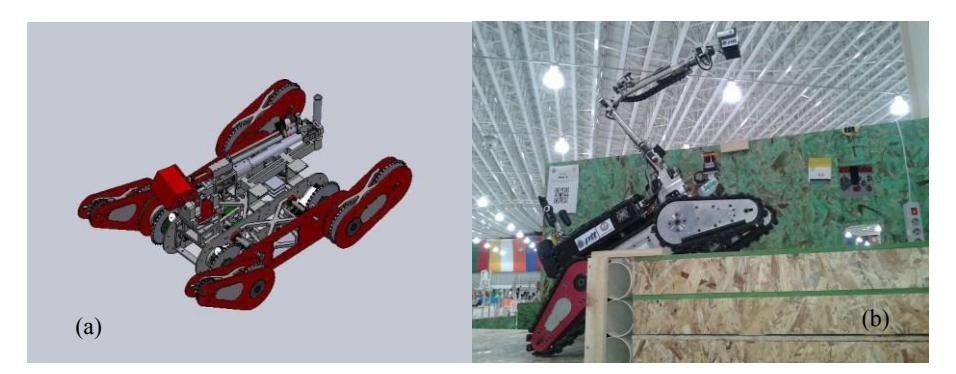 (a) CAD of TeleOp V platform (b) TeleOp V in step field