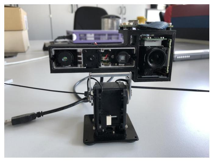 Fig. 6. New Sensor Head. Image shows the status of the new sensor head. SeekThermal device and Basler RGB camera will be added.