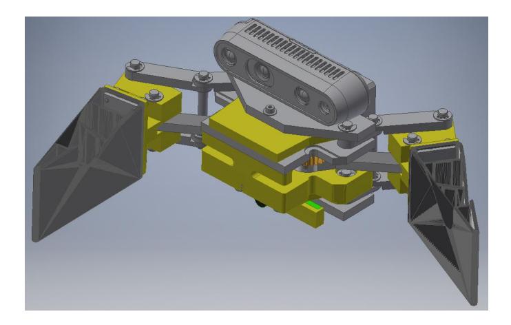 Fig. 4. Model of the new Gripper. Image shows a model of new parallel gripper. This new device is currently under construction but will be deployed in the challenges of 2019.