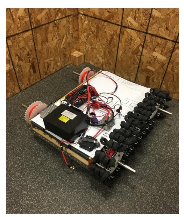 Prototype release one—shows basic positioning of all key components and serves as a testing module for the new tire-based treads.