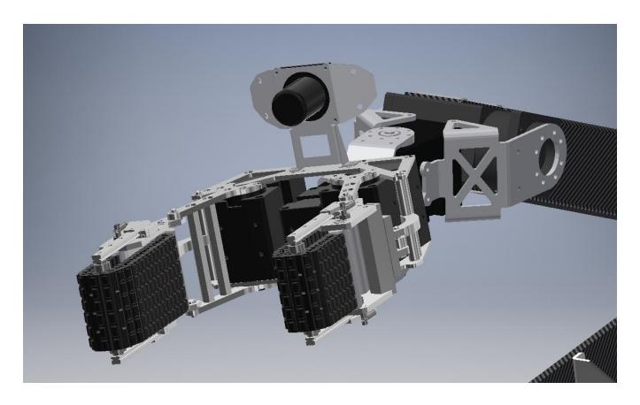 The hand has 3-DoF wrist and fingers actuated with parallel-link mechanism. The gripper is jamming gripper created by Tohoku Univ.