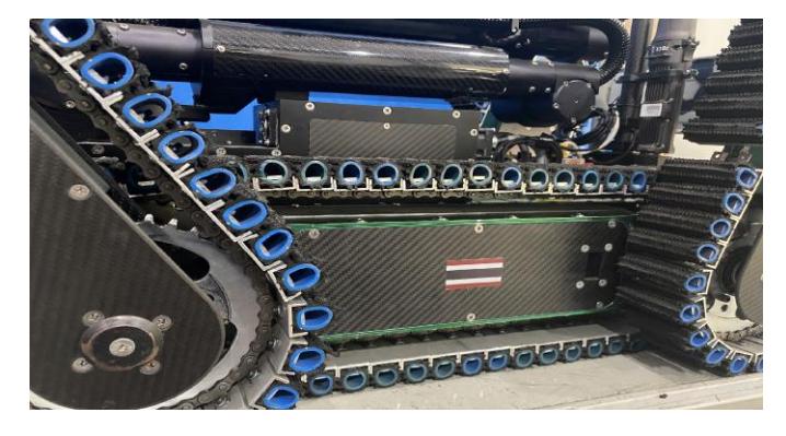Fig. 2. Lightweight material, carbon fiber composite, is used for covering the flipper and other parts.