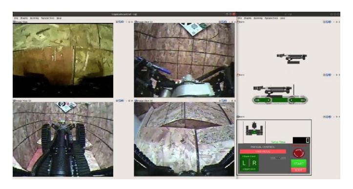 Fig. 7. The operator's display illustrated the real-time quad videos' frame and the information of the sensors.