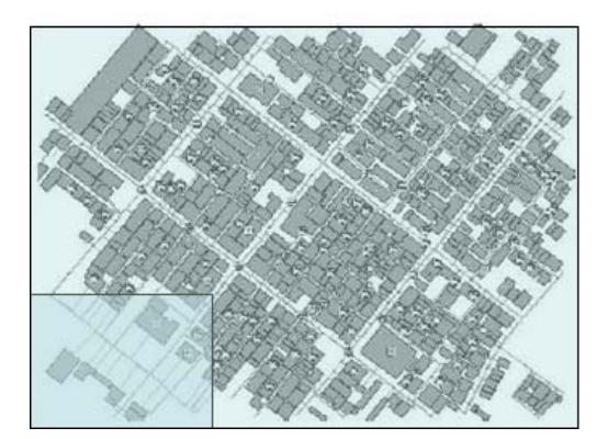 Fig. 2. Kobe disaster space and the bottom left element of its grid partition.