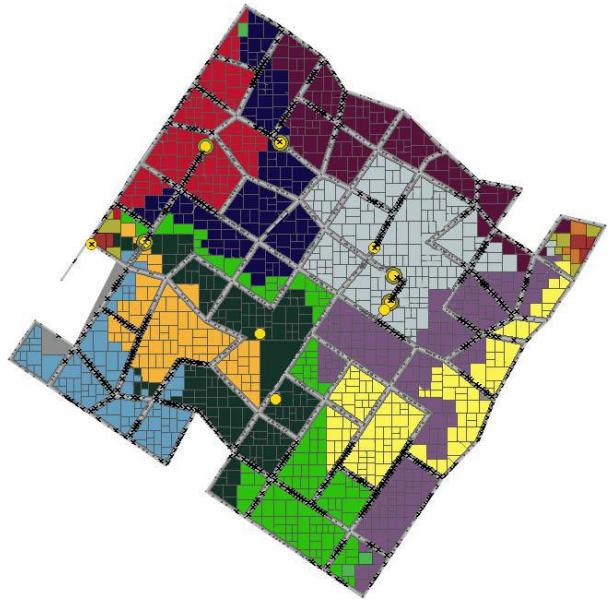 Fig1. Police zone has been determined in a way that different tasks are distributed equally among the zones so that different stages of the police algorithm occur simultaneously