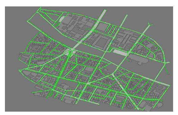 6. The road graph between buildings which police agents use to clear the roads
