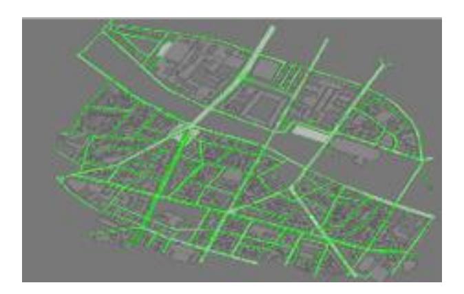 The road graph between buildings which police agents use to clear the roads