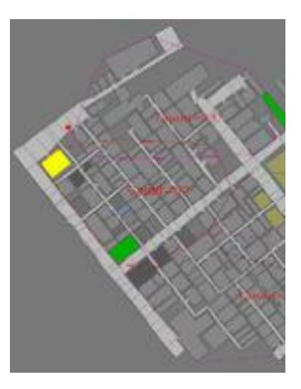 After finish checking its own cluster, the agent searches the nearest building which is shown with yellow, in another cluster.In this example the other cluster is shown with red