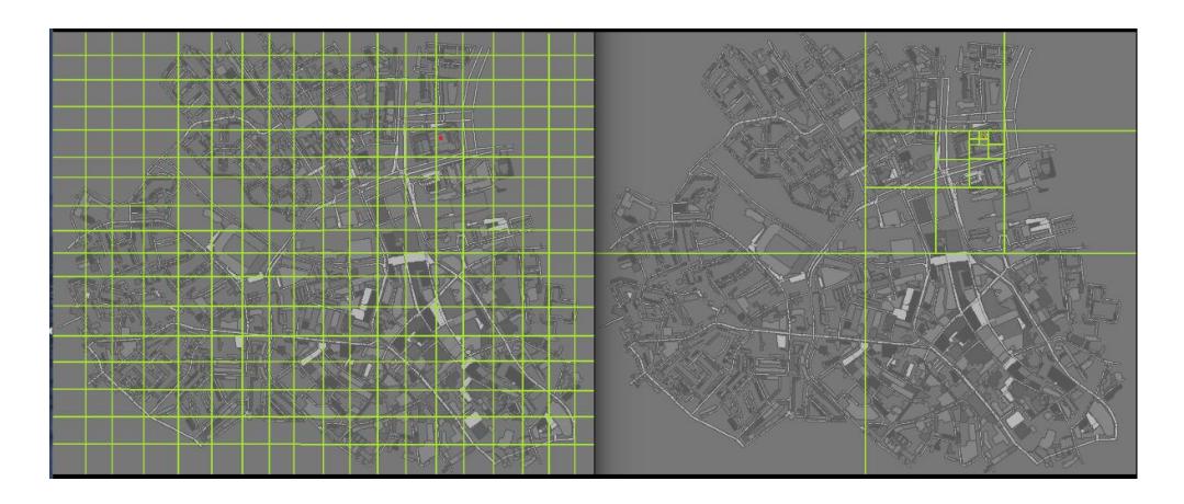 Fig 1. Comparison of Cellularization and Quadtree Cellularization - Eindhoven