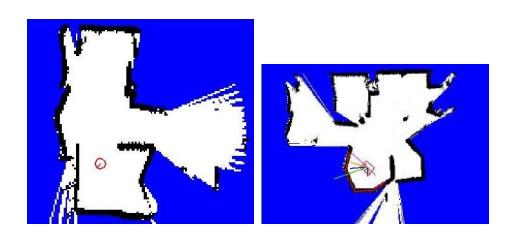 Maps of each single robots: P2DX left and P2AT right