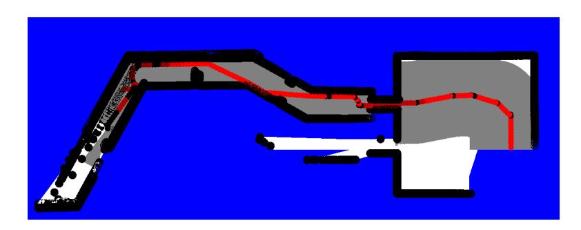 Fig. 2. Traversability map generated from a first exploration of the Mobility world
