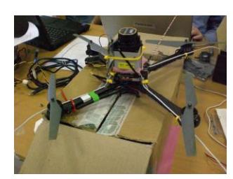 (b) AscTec UAV with the Hokuyo LRS installed on its top.