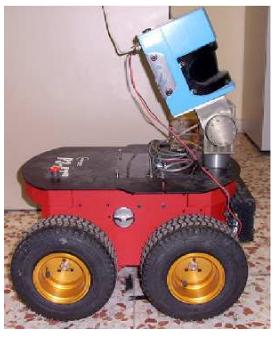(a) P3AT with a Sick laser mounted on a Pant/Tilt Device