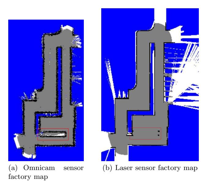 Factory map created with two different range sensors